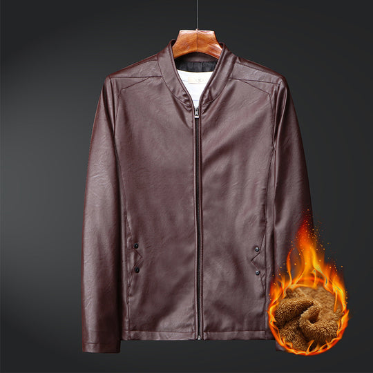 Herren Slim-Fit Kunstleder-Bomber mit wärmendem Teddyfutter und verdecktem Reißverschluss Nord Taschen