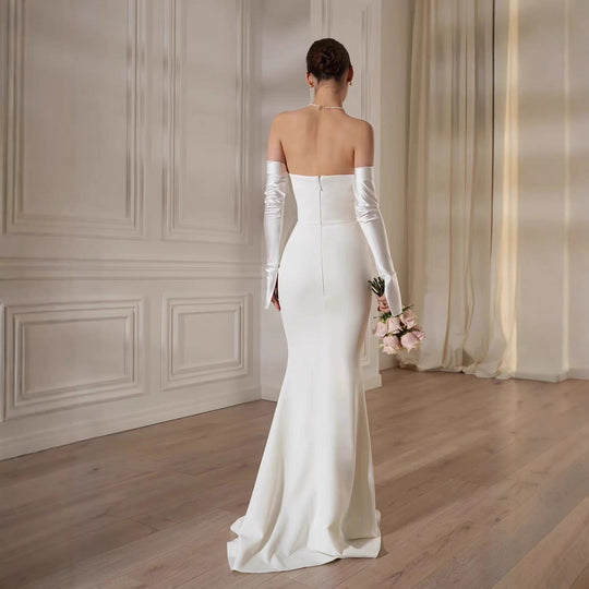Damen Elegantes Meerjungfrau-Kleid mit schulterfreiem Design und langen Ärmeln