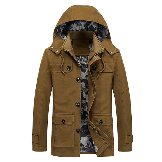 Herren leichter Canvas-Fieldparka mit camouflage-Innenfutter, verdecktem Reißverschluss und Mehrzwecktaschen Nord Taschen