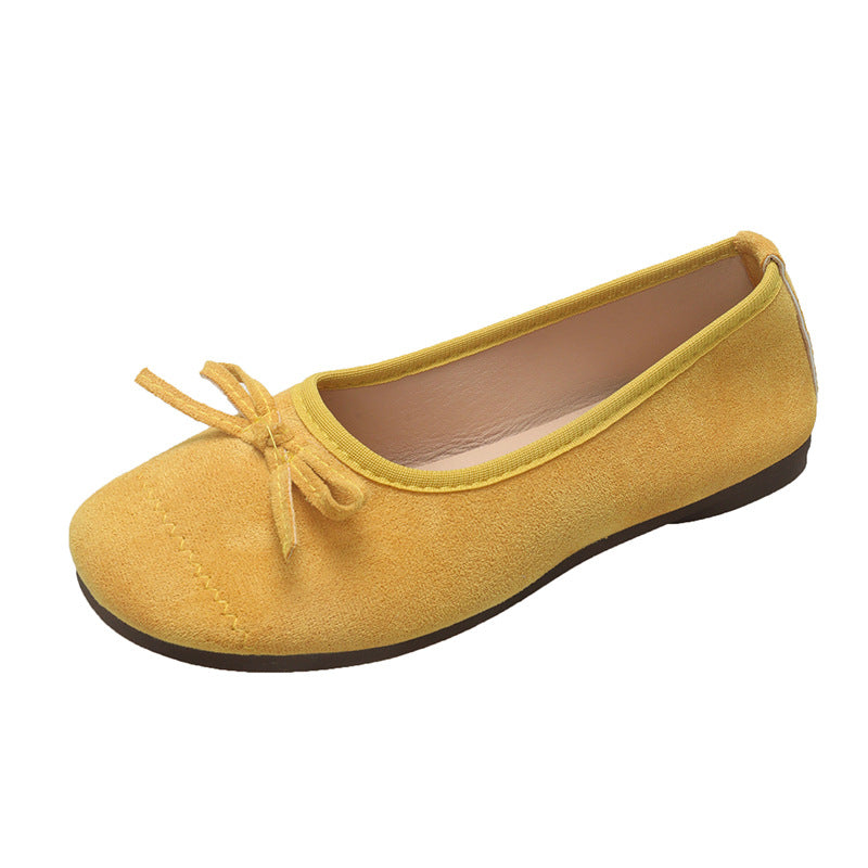 Damen Ballerina-Schuhe mit zierlichem Schleifenakzent und eleganter Oberfläche