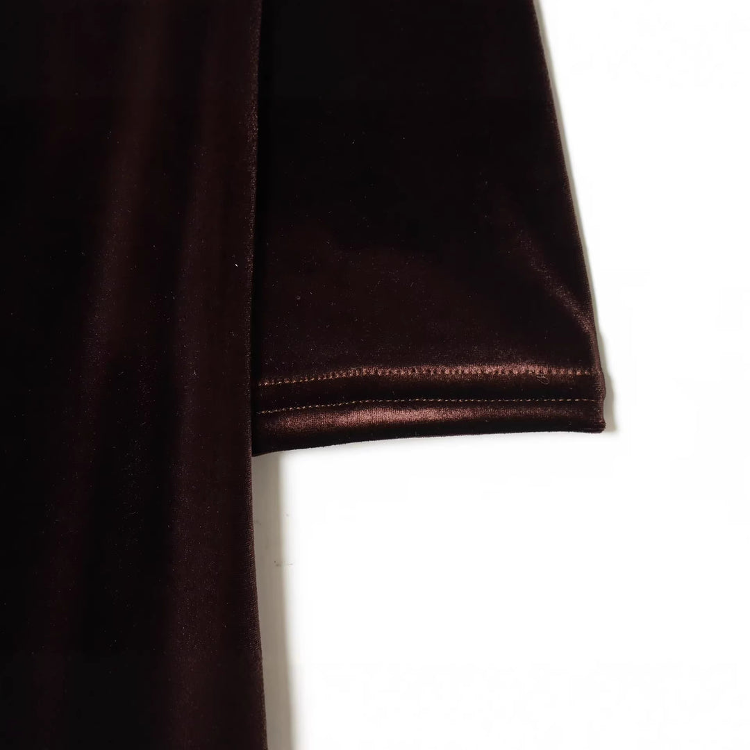 Damen Maxikleid aus Samt mit tiefem V‑Ausschnitt und Taillenraffung Nord Taschen