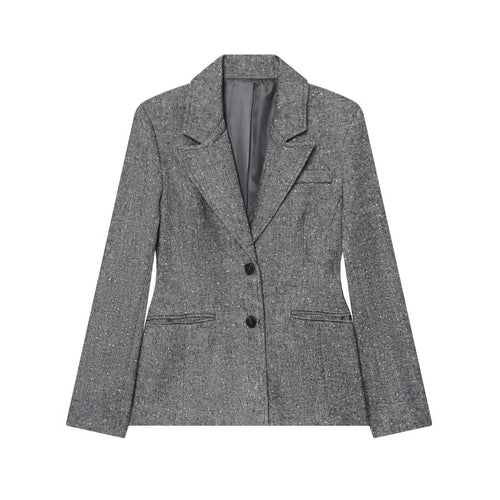 Damen Taillierter Blazer im Fischgrätmuster mit Reverskragen und Pattentaschen Nord Taschen