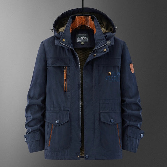 Herren Wetterfeste Utility-Fieldjacke mit Kapuze, Mesh-Futter und Multifunktions-Taschen Nord Taschen