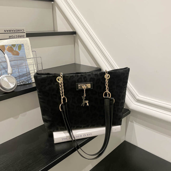 Damen Tiermuster Shopper-Tasche mit elegantem Kettenverschluss Nord Taschen