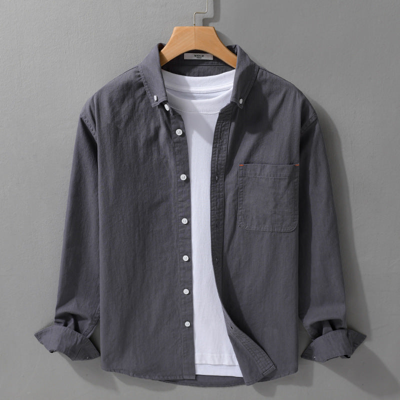 Herren Leichtes Baumwoll-Overshirt im Hemdjacken-Stil mit Brusttasche und Button-Down-Kragen Nord Taschen