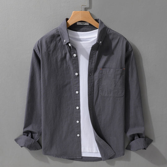 Herren Leichtes Baumwoll-Overshirt im Hemdjacken-Stil mit Brusttasche und Button-Down-Kragen Nord Taschen