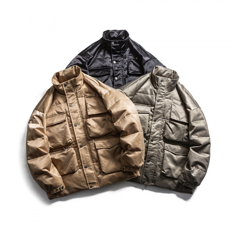 Unisex Wattierte Fieldjacke im Boxy‑Cut mit Mehrfach‑Taschen und Stehkragen Nord Taschen