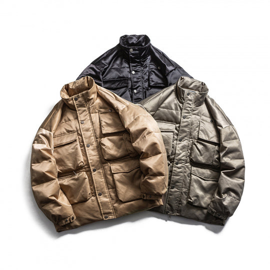Unisex Wattierte Fieldjacke im Boxy‑Cut mit Mehrfach‑Taschen und Stehkragen Nord Taschen