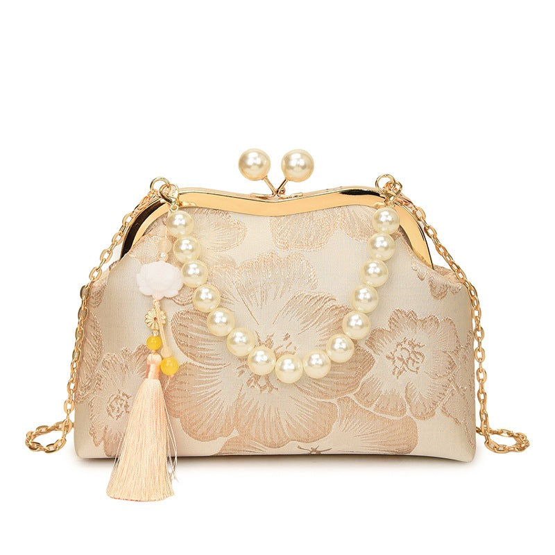 Damen elegante Abendtasche mit Perlenschmuck Nord Taschen