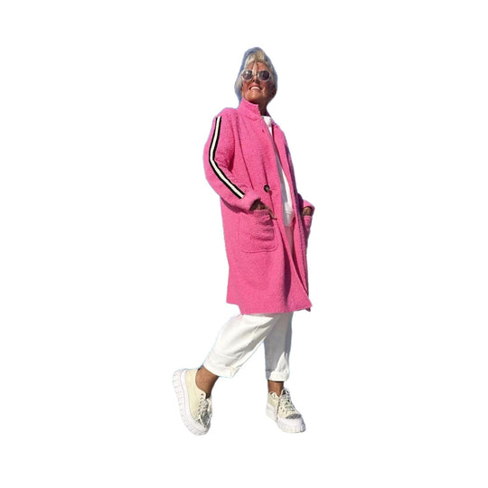 Damen Sportliche Longjacke mit praktischen Taschen und Streifenmotiv