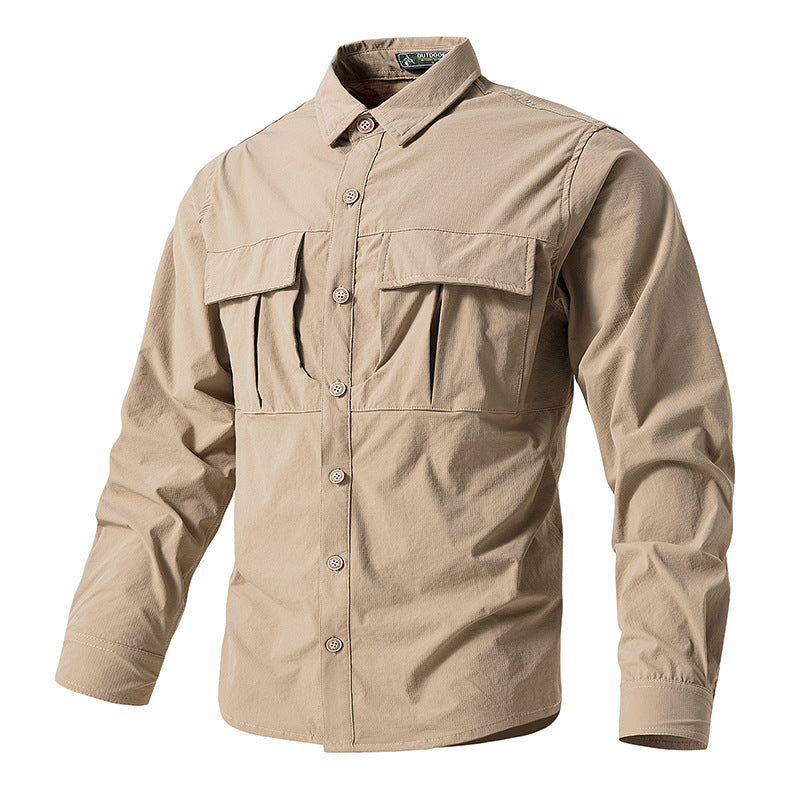 Herren Leichte Hemdenjacke im Utility‑Stil mit aufgesetzten Brustklappen und Knopfleiste Nord Taschen