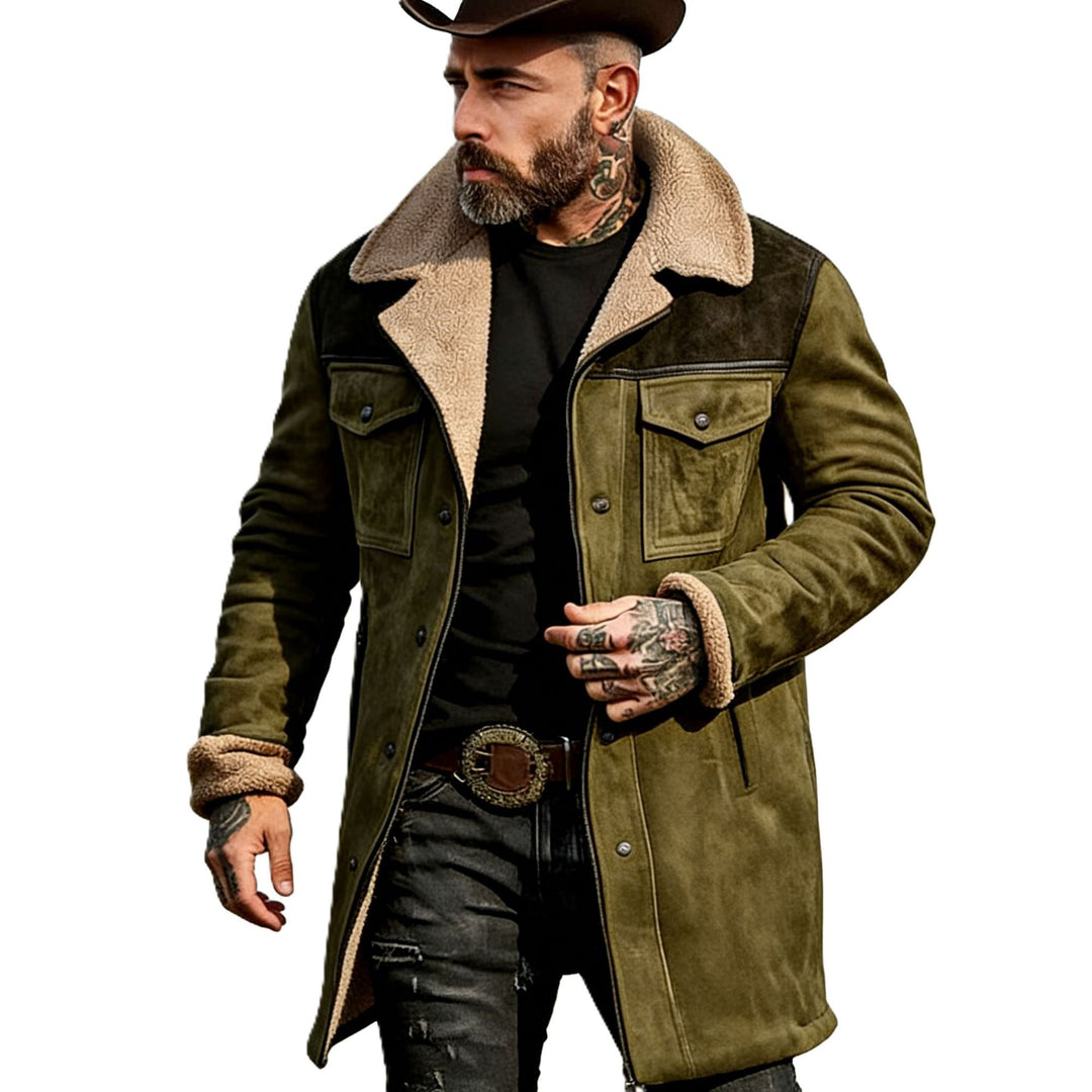 Herren Pilotenjacke aus Velourslederoptik mit Teddyfellinnenfutter und Reverskragen Nord Taschen