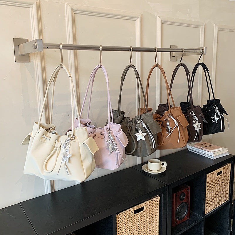 Damen modische Schultertasche mit Kordelzug Nord Taschen