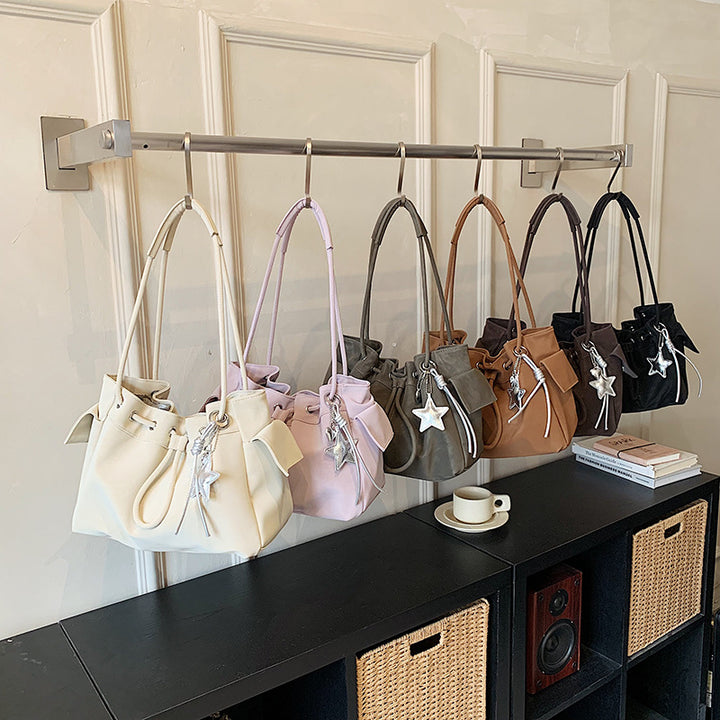 Damen modische Schultertasche mit Kordelzug Nord Taschen