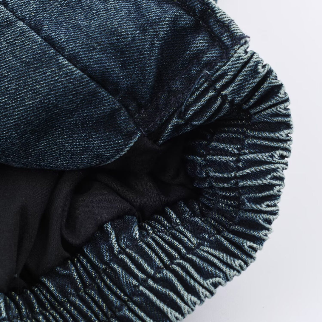 Damen Oversize-Jeansjacke mit voluminösem Kunstpelzkragen und elastischem Saum Nord Taschen