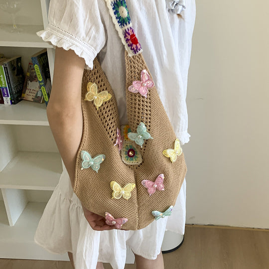 Damen Hobo-Tasche mit bunten Schmetterlings-Applikationen Nord Taschen