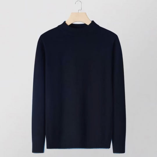 Damen Feinstrick-Stehkragenpullover aus Baumwollmix mit gerippten Bündchen Nord Taschen