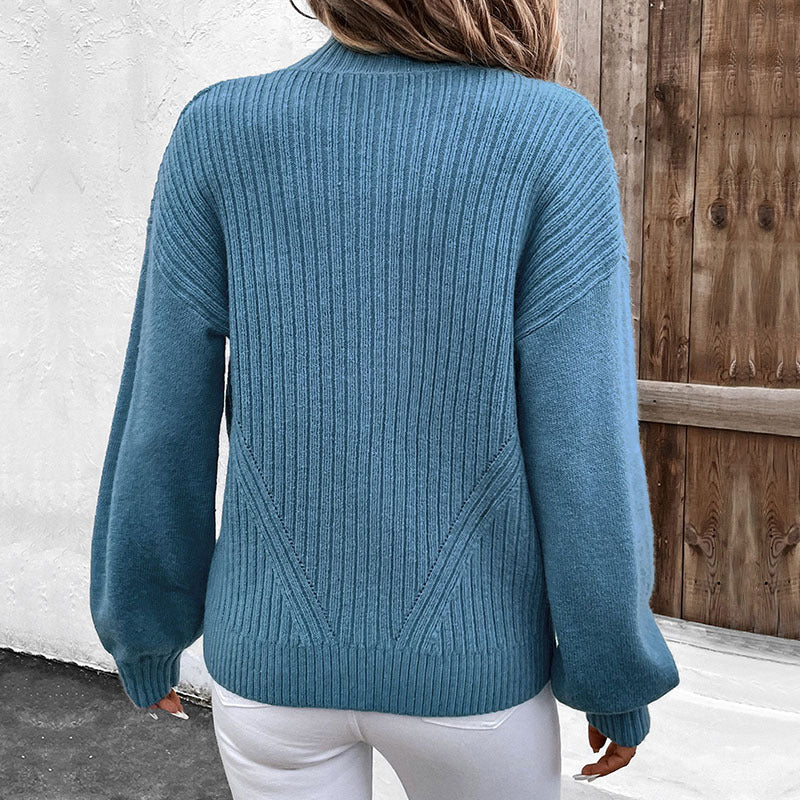Damen Elegante Strickjacke mit Stehkragen und Reißverschluss Nord Taschen
