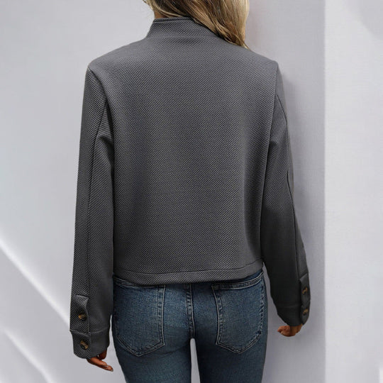 Damen lässige Kurzjacke mit Knopfdetail und strukturiertem Stoff