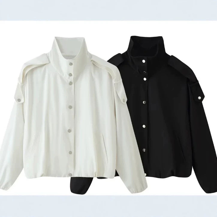 Damen Kurz geschnittener Boxy‑Blouson mit hohem Stehkragen und überschnittenen Ärmeln Nord Taschen