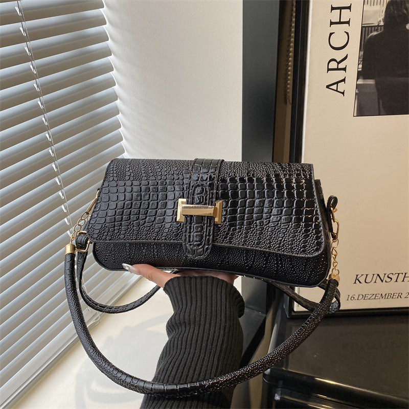 Damen elegante Umhängetasche mit Kroko-Prägung und praktischem Schulterriemen Nord Taschen