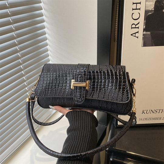 Damen elegante Umhängetasche mit Kroko-Prägung und praktischem Schulterriemen Nord Taschen