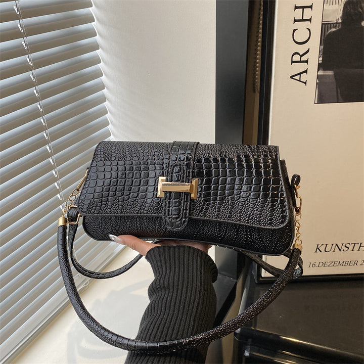 Damen elegante Umhängetasche mit Kroko-Prägung und praktischem Schulterriemen Nord Taschen