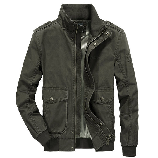 Herren robuste Canvas‑Field‑Bomberjacke mit Stehkragen, Schulterklappen und Mehrfach‑Taschen Nord Taschen