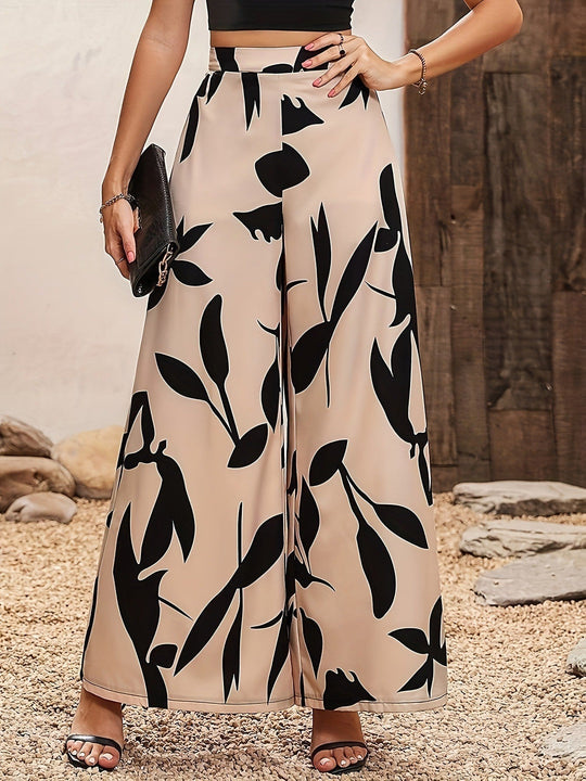 Damen Palazzo-Hose mit floralem Muster und weitem Schnitt
