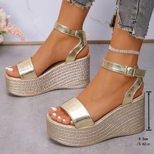 Damen Glamouröse Wedge-Sandalen mit verstellbarem Riemen