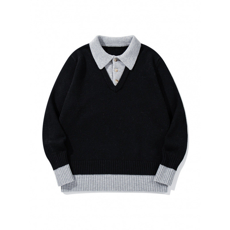 Herren Oversized Feinstrick-Polo mit kontrastbesetztem Hemdkragen und Rippenbündchen Nord Taschen