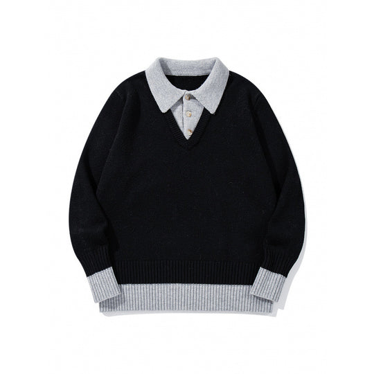 Herren Oversized Feinstrick-Polo mit kontrastbesetztem Hemdkragen und Rippenbündchen Nord Taschen