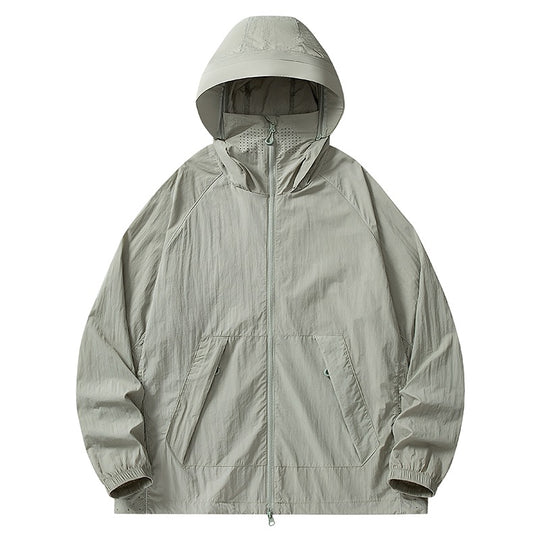 Herren Leichte wind- und wasserabweisende Kapuzenjacke mit Mesh‑Futter, Raglanärmeln & verstellbarem Saum Nord Taschen