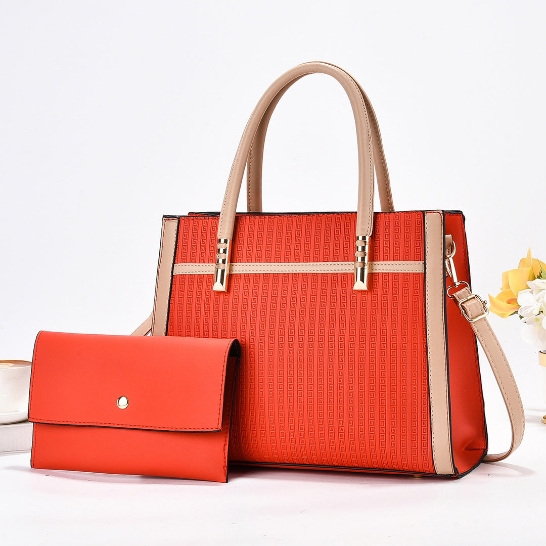 Damen elegante Handtasche mit modernem Strukturdesign und abnehmbarer Mini-Clutch Nord Taschen