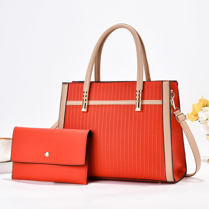Damen elegante Handtasche mit modernem Strukturdesign und abnehmbarer Mini-Clutch Nord Taschen