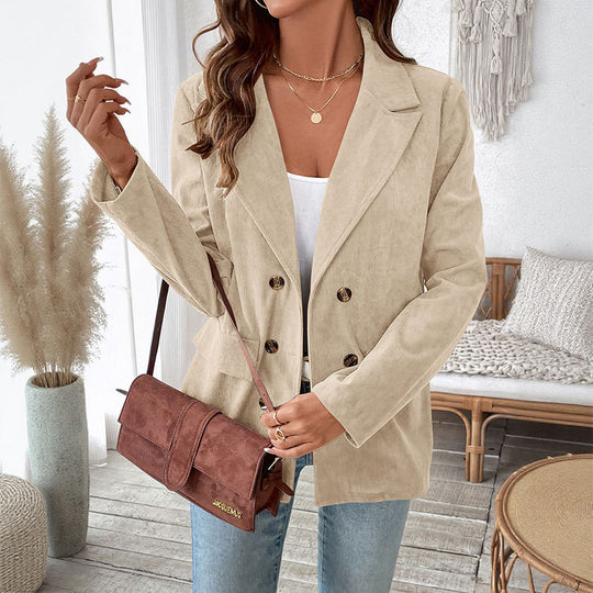 Damen Eleganter Cordblazer mit doppelter Knopfverschluss Nord Taschen