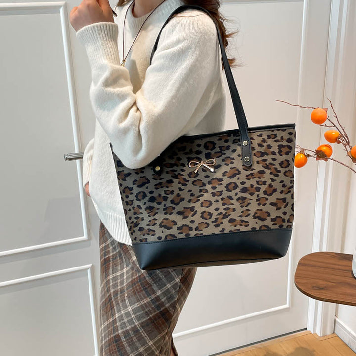 Damen Shopper-Tasche mit elegantem Leopardenmuster und praktischen Tragegriffen Nord Taschen