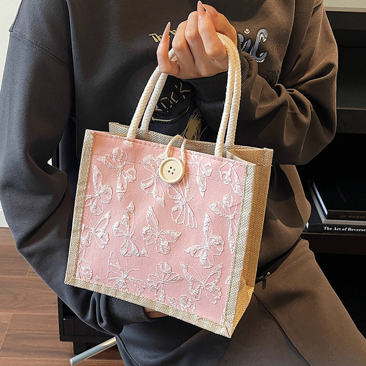 Damen Jute-Tasche mit floralem Stickdesign und robusten Griffen Nord Taschen