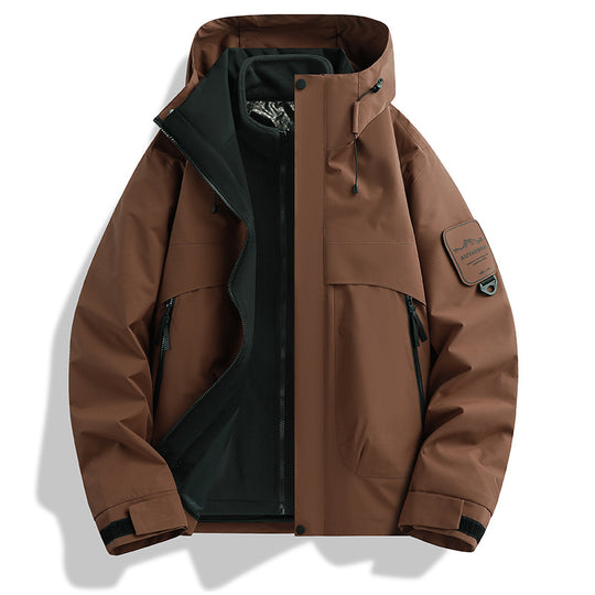 Herren modulare wasserdichte Outdoorjacke mit abnehmbarer Fleece-Innenjacke und verstellbarer Kapuze Nord Taschen