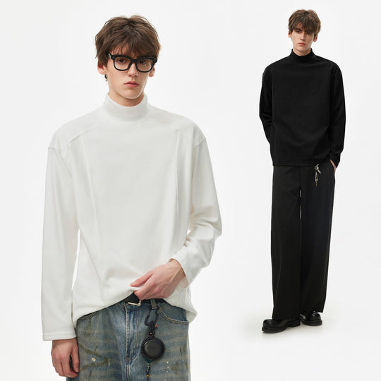 Herren Oversize Rollkragenpullover aus weichem Baumwoll‑Mix mit Raglanärmeln Nord Taschen