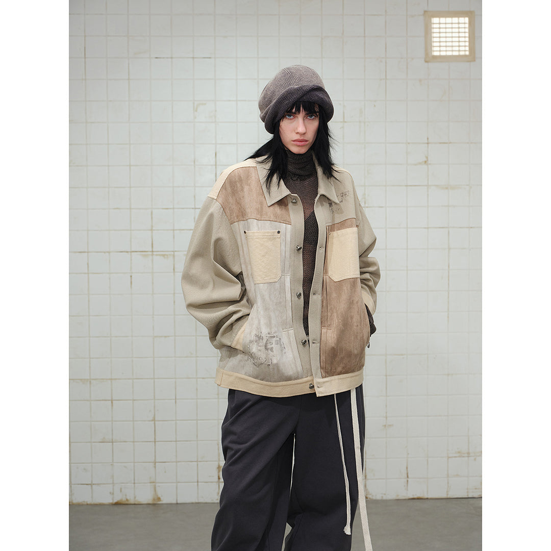 Herren Patchwork-Canvas-Blousonjacke im Vintage-Look mit Kontrasttaschen und Paisley-Futter Nord Taschen