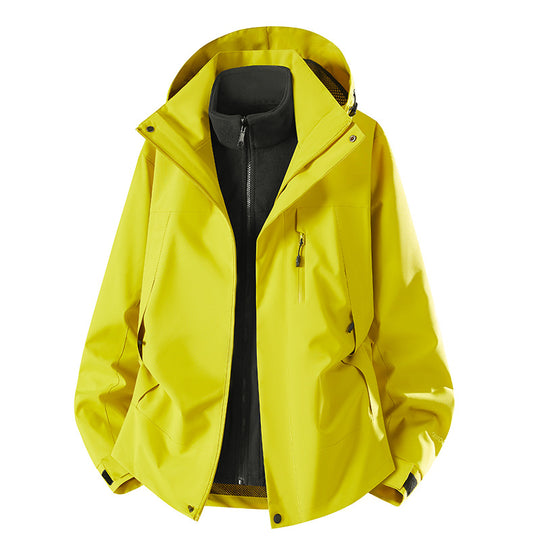 Herren zweiteilige Softshelljacke mit herausnehmbarer Fleece-Innenjacke, verstellbarer Kapuze und wasserabweisender Membran Nord Taschen