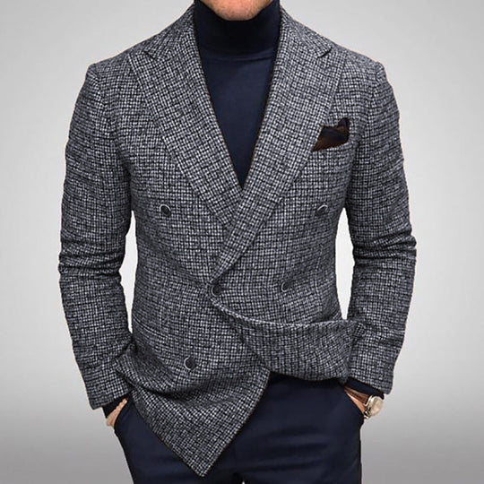 Herren eleganter, kariert Doppelreiher Blazer