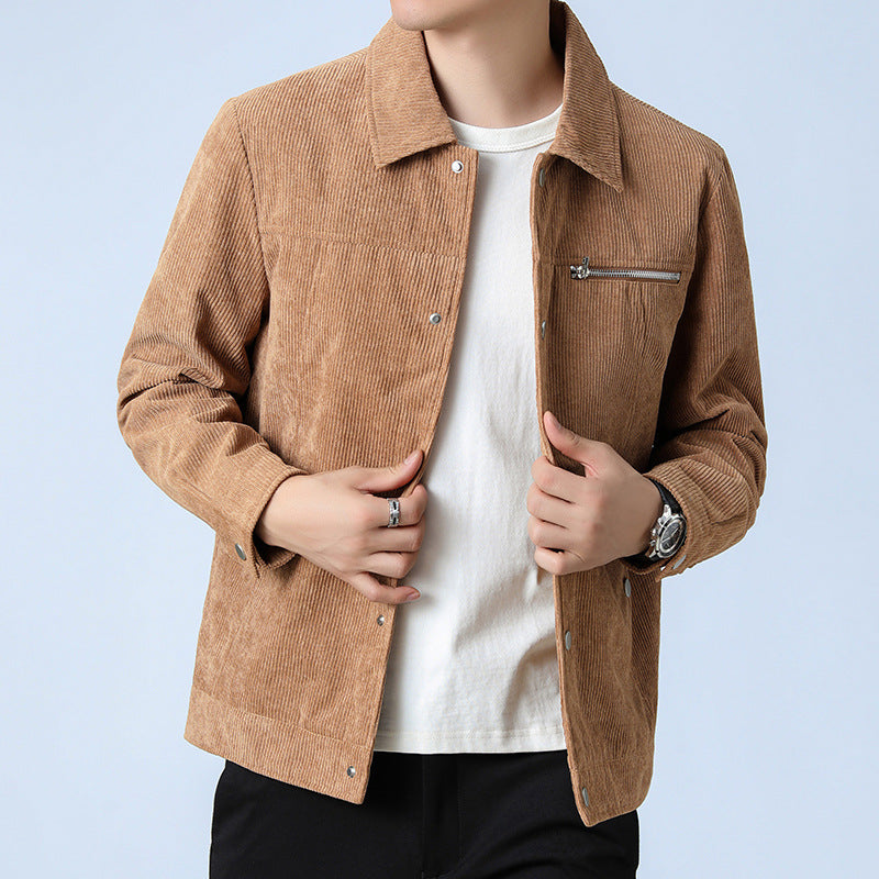 Herren Cord‑Overshirt aus Breitcord mit Druckknopf‑Front und Zipper‑Brusttasche Nord Taschen