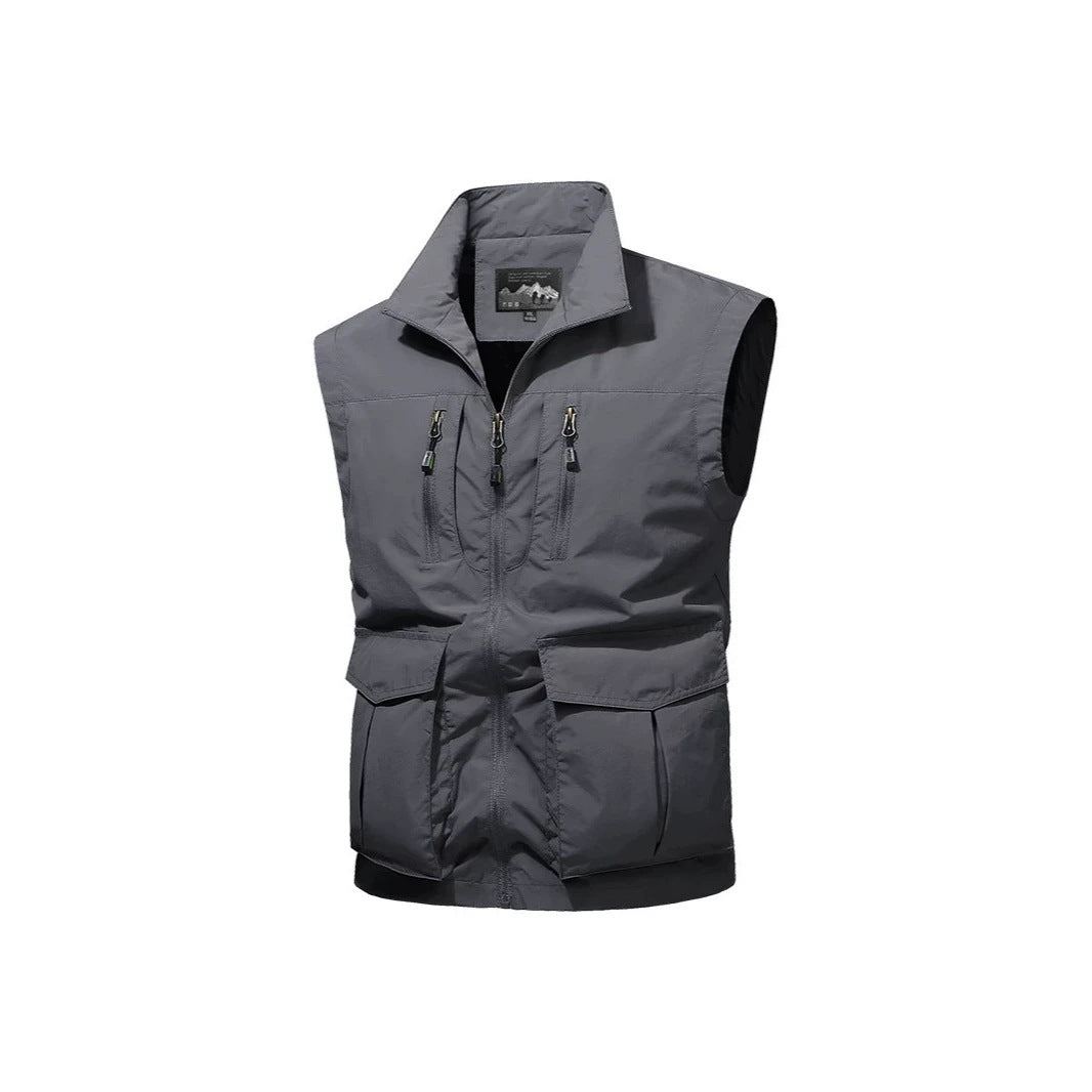 Herren Reise-Performance-Weste mit hohem Kragen, wasserabweisender Microfaser und Mehrfachtaschen Nord Taschen