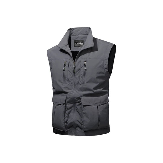 Herren Reise-Performance-Weste mit hohem Kragen, wasserabweisender Microfaser und Mehrfachtaschen Nord Taschen