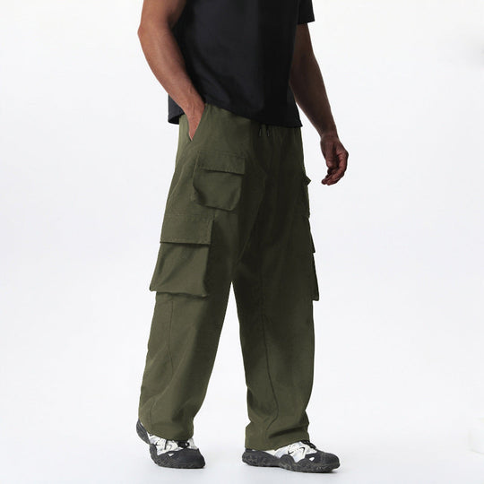 Herren Cargo-Hose mit vielseitigen Taschen und elastischem Bund Hedi-Mode
