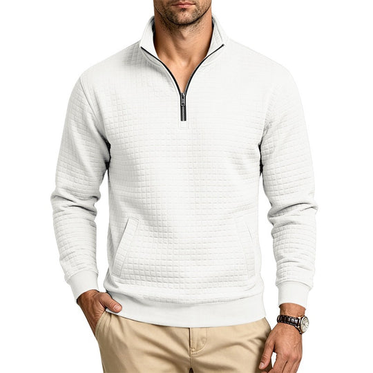 Herren Stehkragen-Sweatshirt mit Halbzip und gesteppter Waffelstruktur Nord Taschen