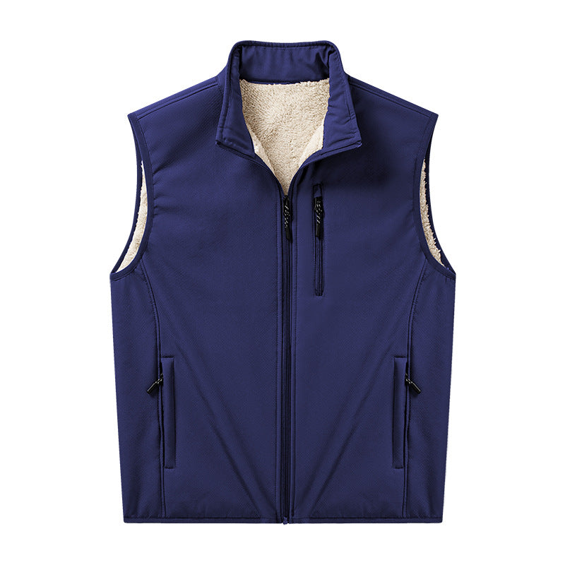 Herren Sherpa-gefütterte Softshell-Weste mit Stehkragen und Reißverschlusstaschen Nord Taschen