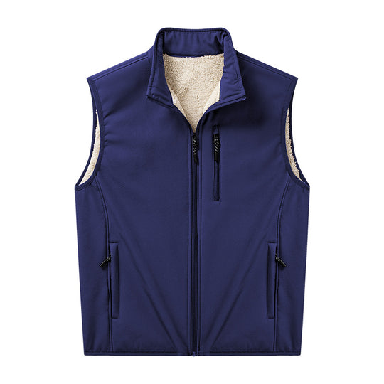 Herren Sherpa-gefütterte Softshell-Weste mit Stehkragen und Reißverschlusstaschen Nord Taschen